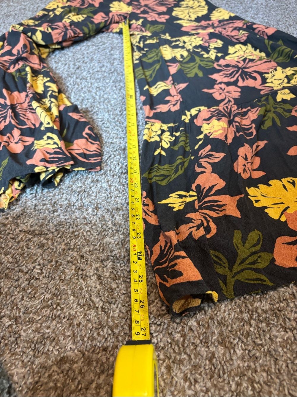 Free People Women Large Floral Print Tiered Wide Leg Pants Vacation Tropical - Picture 9 of 12